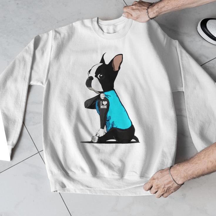Boston Terrier Tattoos I Love Mom Men Graphic Sweatshirt, Mom Gifts, Boston Terrier Mom Gifts, funny design