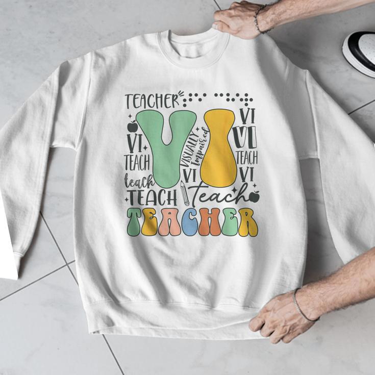 Braille Teacher Of The Visually Impaired Groovy VI Teacher Men Graphic Sweatshirt, Groovy Teacher Gifts, funny design Braille Teacher Of The Visually Impaired Groovy VI Teacher Men Graphic Sweatshirt, Groovy Teacher Gifts, funny design