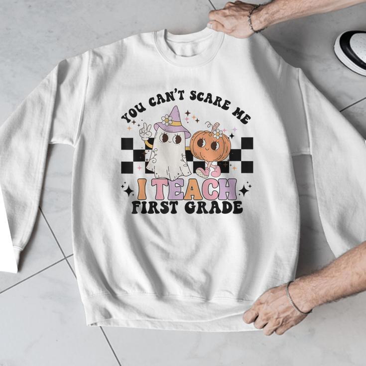 You Cant Scare Me I Teach First Grade Teacher Halloween Men Graphic Sweatshirt, First Grade Teacher Gifts, funny design