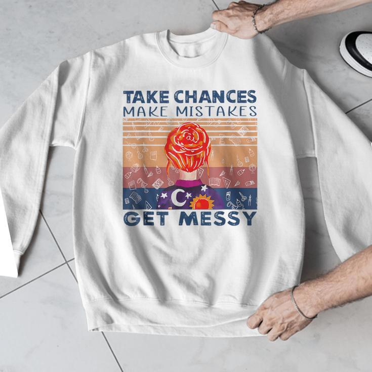 Take Chances Make Mistakes Get Messy Vintage Teacher Life Men Graphic Sweatshirt, funny design