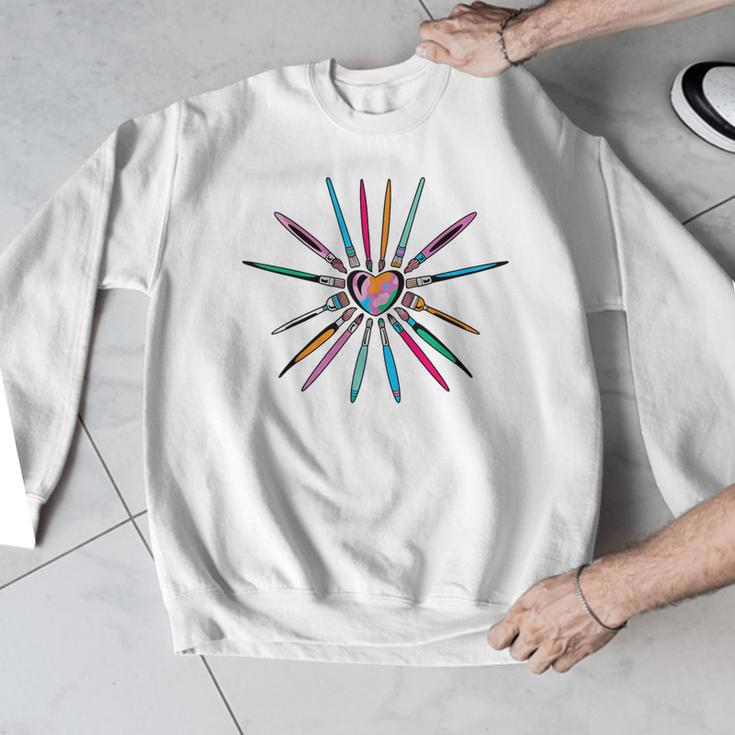 Cool Brush Heart Shape Art Teacher Paint For Artist Painter Men Graphic Sweatshirt, funny design Cool Brush Heart Shape Art Teacher Paint For Artist Painter Men Graphic Sweatshirt, funny design