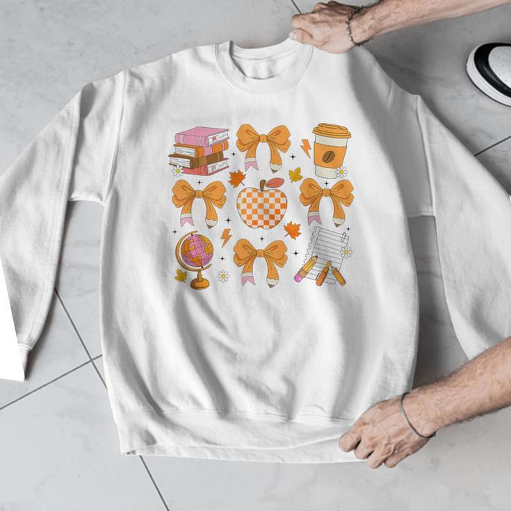 Coquette Bow Teacher Thanksgiving Fall Autumn Girls Women Men Graphic Sweatshirt, funny design