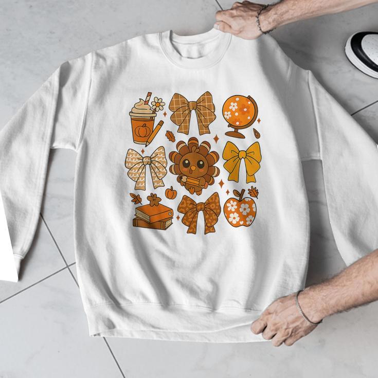 Coquette Teach Teacher Bows Thanksgiving Turkey Fall Autumn Men Graphic Sweatshirt, funny design Coquette Teach Teacher Bows Thanksgiving Turkey Fall Autumn Men Graphic Sweatshirt, funny design