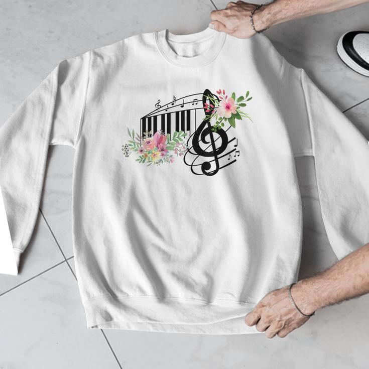 Cut Music Teacher Shirt With a Piano Keys Notes And Flowers Men Graphic Sweatshirt, funny design