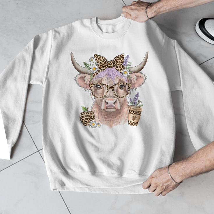 Cute Floral Highland Cow Back To School For Women Teacher Men Graphic Sweatshirt, funny design Cute Floral Highland Cow Back To School For Women Teacher Men Graphic Sweatshirt, funny design