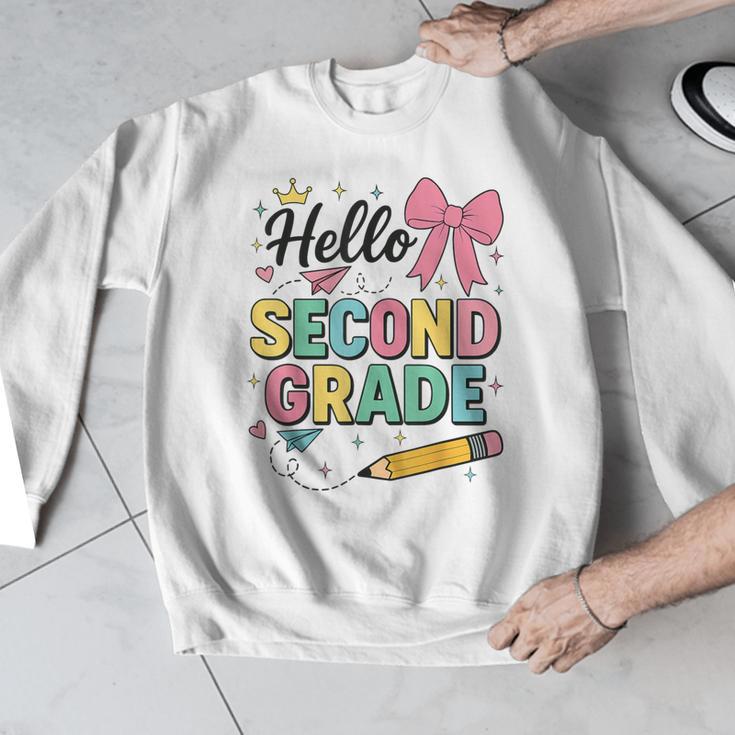 Cute Hello Second Grade Back To School Coquette Teacher Girl Men Graphic Sweatshirt, funny design