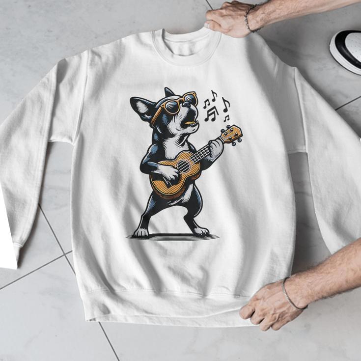 Dog Playing Guitar Singing Boston Terrier For Men Women Girls Kids Men Graphic Sweatshirt, funny design