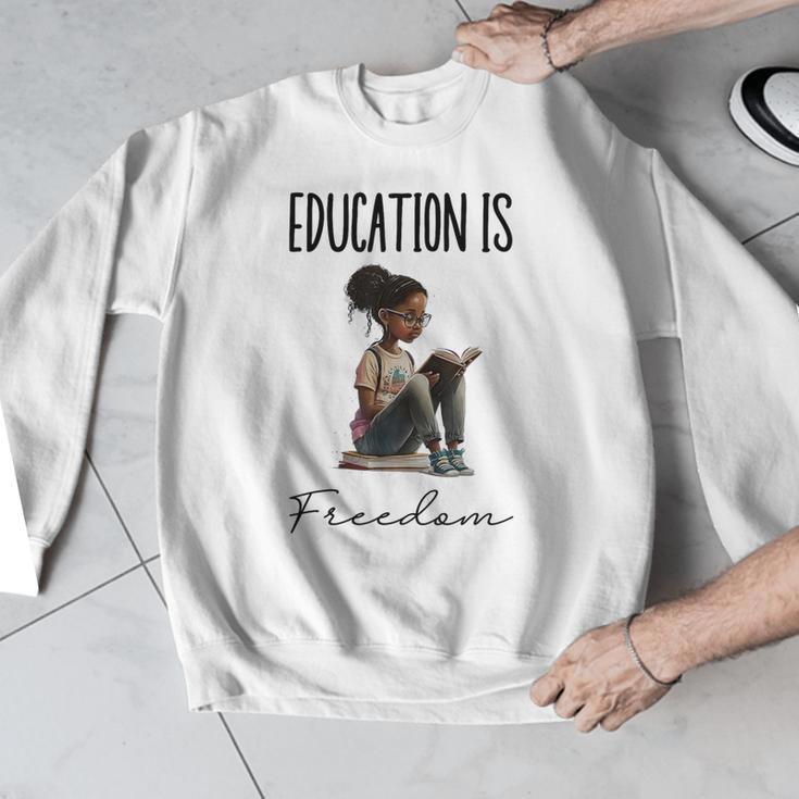 Education Is Freedom Teacher Books Black History Month Men Graphic Sweatshirt, History Teacher Gifts, funny design Education Is Freedom Teacher Books Black History Month Men Graphic Sweatshirt, History Teacher Gifts, funny design