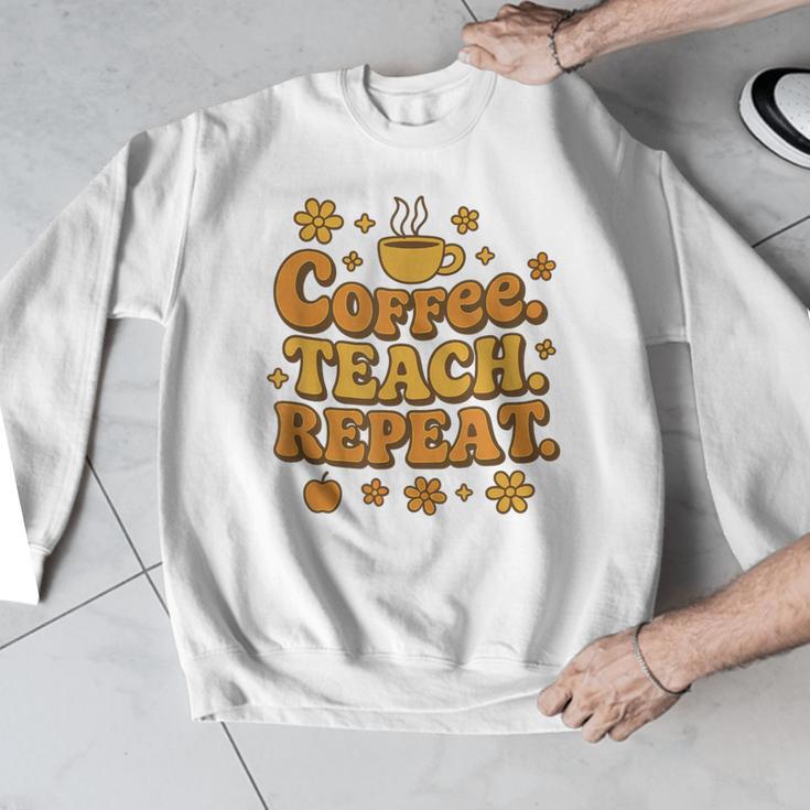 Groovy Coffee Teach Repeat Retro Teacher Men Graphic Sweatshirt, Groovy Teacher Gifts, funny design Groovy Coffee Teach Repeat Retro Teacher Men Graphic Sweatshirt, Groovy Teacher Gifts, funny design