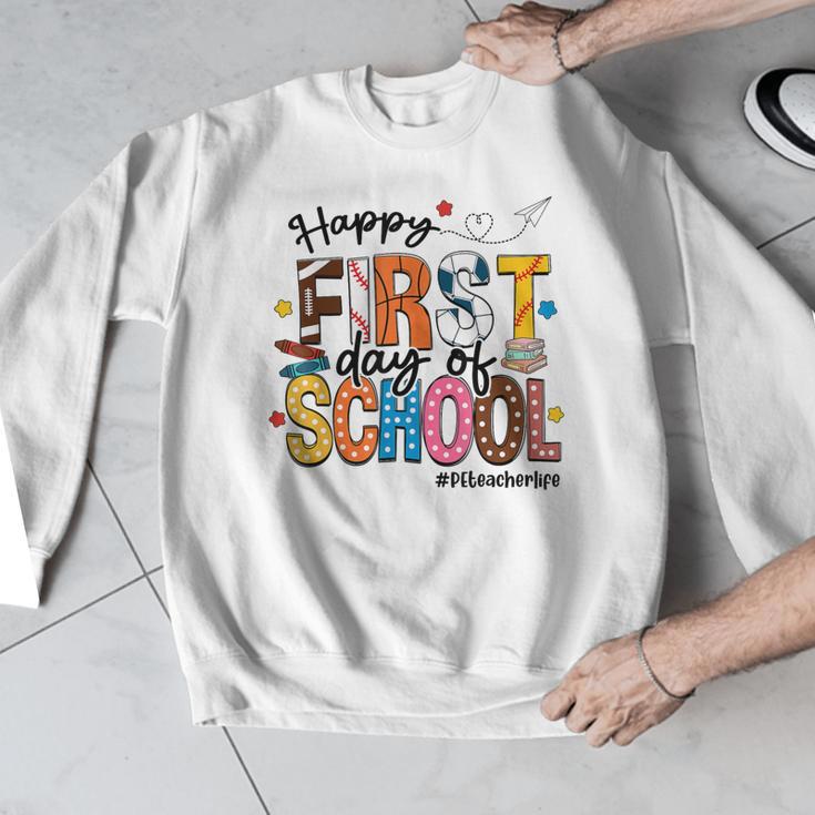 Happy First Day Of School PE Teacher Life Back To School Men Graphic Sweatshirt, Pe Teacher Gifts, funny design Happy First Day Of School PE Teacher Life Back To School Men Graphic Sweatshirt, Pe Teacher Gifts, funny design