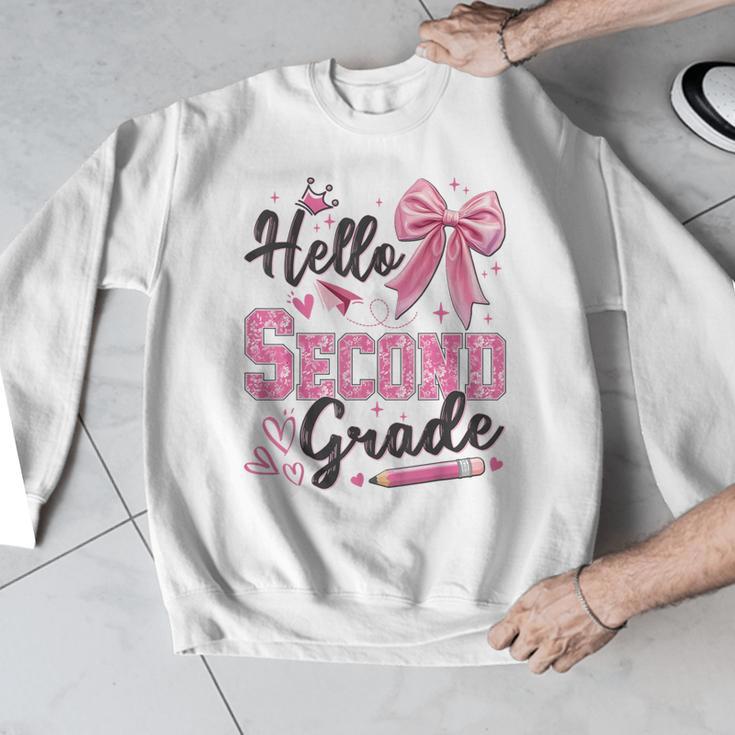 Hello Second Grade First Day Of School Coquette Teacher Girl Men Graphic Sweatshirt, First Grade Teacher Gifts, funny design Hello Second Grade First Day Of School Coquette Teacher Girl Men Graphic Sweatshirt, First Grade Teacher Gifts, funny design