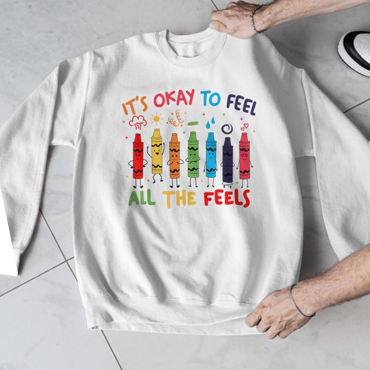 Its Okay To Feel All The Feels Mood Color Crayons Teacher Men Graphic Sweatshirt, funny design Its Okay To Feel All The Feels Mood Color Crayons Teacher Men Graphic Sweatshirt, funny design