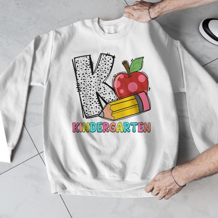 K Is For Kindergarten Teacher Pencil Apple Back To School Men Graphic Sweatshirt, funny design K Is For Kindergarten Teacher Pencil Apple Back To School Men Graphic Sweatshirt, funny design