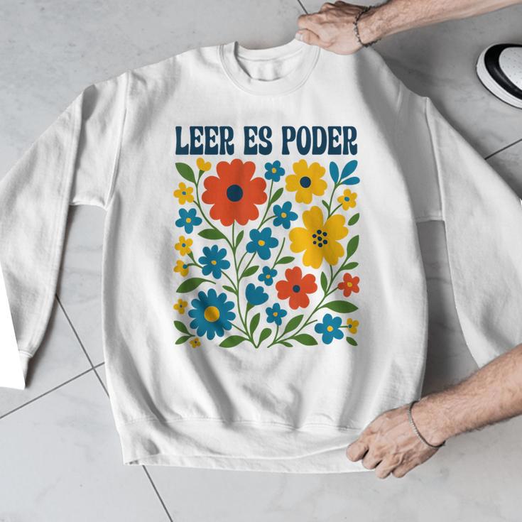 Leer Es Poder Cute Floral Boho Spanish Teacher Reading Men Graphic Sweatshirt, funny design