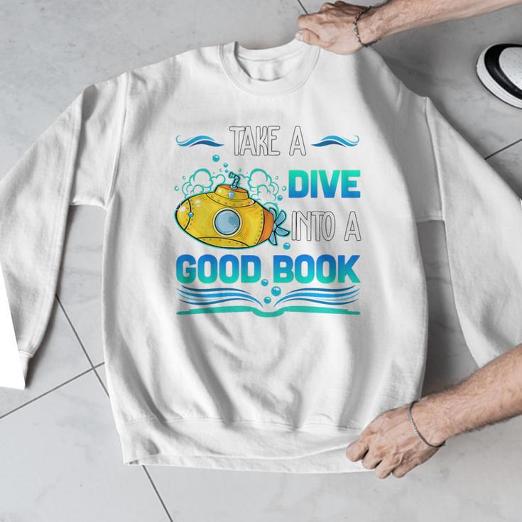 Librarian Teacher Dive Into A Good Book Reading Premium Tri-Blend Men Graphic Sweatshirt, funny design Librarian Teacher Dive Into A Good Book Reading Premium Tri-Blend Men Graphic Sweatshirt, funny design
