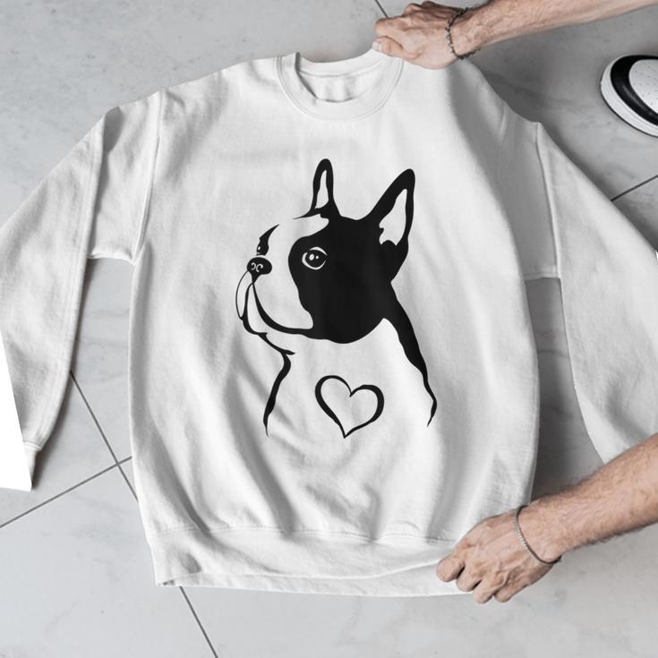 I Love My Boston Terrier Dog With Heart Men Graphic Sweatshirt, funny design