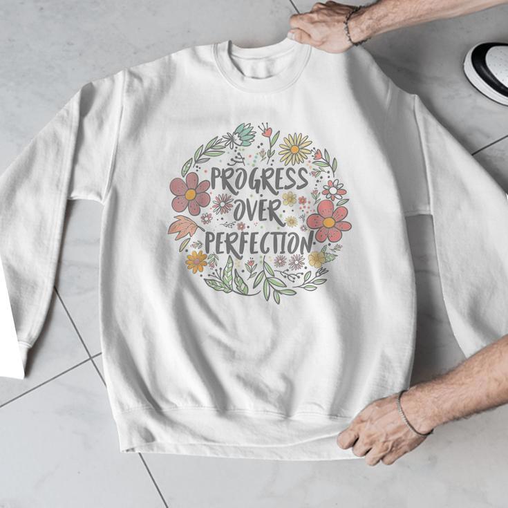 Motivational Progress Over Perfection Back To School Teacher Men Graphic Sweatshirt, funny design