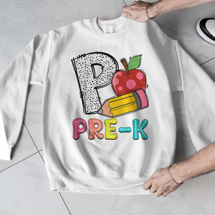 P Is For Pre-K Teacher Pencil Apple Back To School Men Graphic Sweatshirt, funny design P Is For Pre-K Teacher Pencil Apple Back To School Men Graphic Sweatshirt, funny design