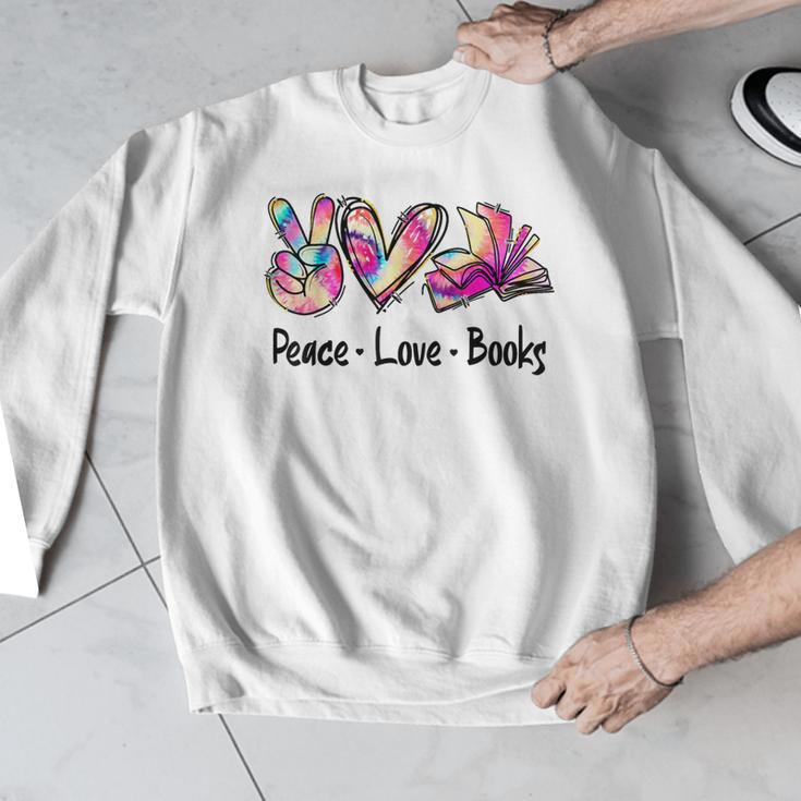 Peace Love Books Librarian Teacher Life Book Library Tie Dye Men Graphic Sweatshirt, funny design