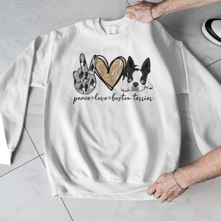 Peace Love Boston Terrier Boston Terrier Lover Dog Mom Men Graphic Sweatshirt, Mom Gifts, Boston Terrier Mom Gifts, funny design