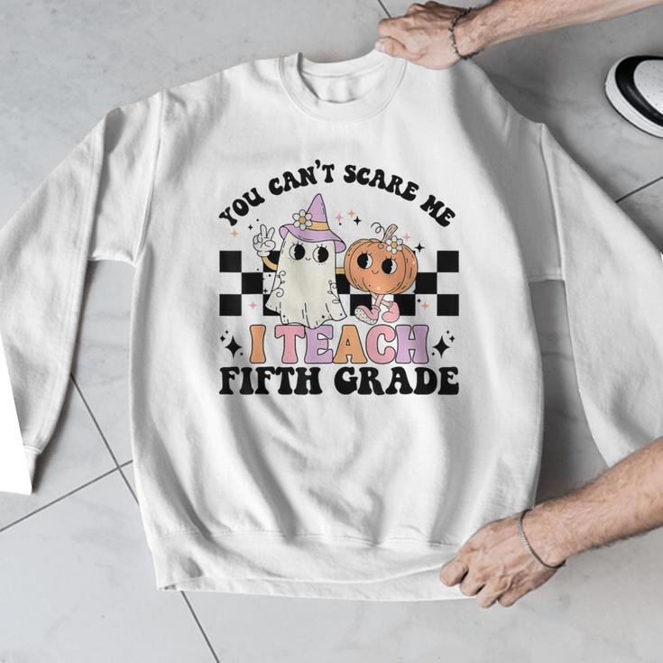 Retro You Can't Scare Me I Teach 5th Grade Teacher Halloween Men Graphic Sweatshirt, funny design