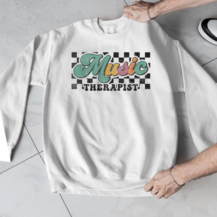 Retro Checkered Music Therapist Squad Music Therapy Teacher For Men Women Men Graphic Sweatshirt, funny design
