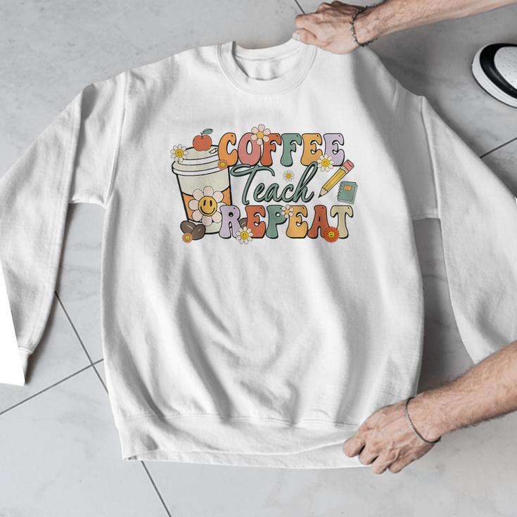 Retro Grovvy Coffee Teach Repeat Teacher Men Graphic Sweatshirt, funny design Retro Grovvy Coffee Teach Repeat Teacher Men Graphic Sweatshirt, funny design