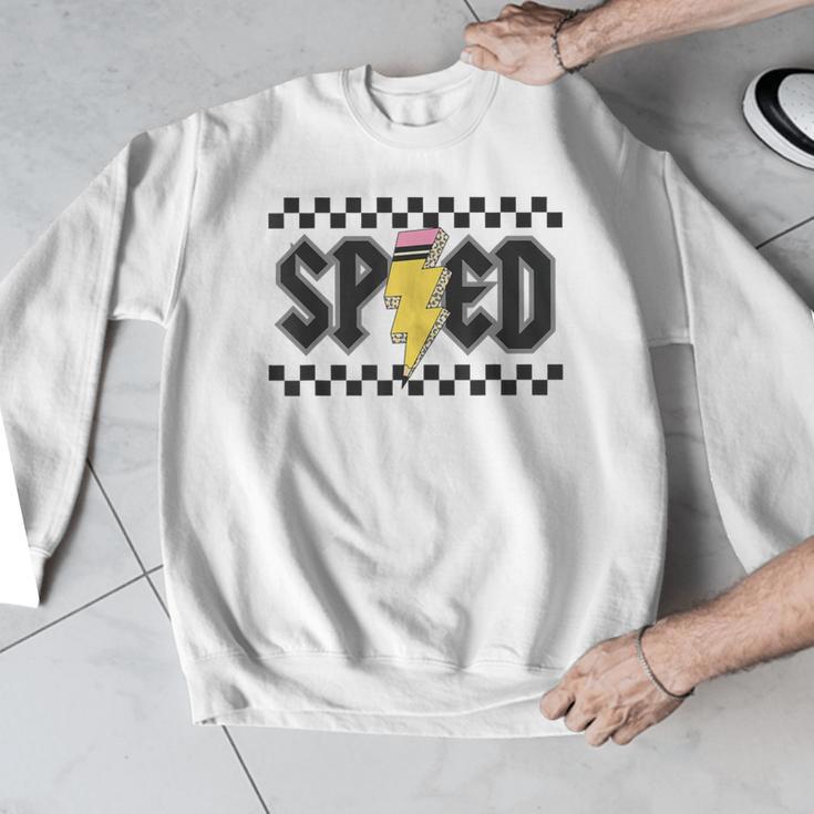 Retro SPED Teacher Pencil Lightning Bolt Back To School Men Graphic Sweatshirt, funny design Retro SPED Teacher Pencil Lightning Bolt Back To School Men Graphic Sweatshirt, funny design