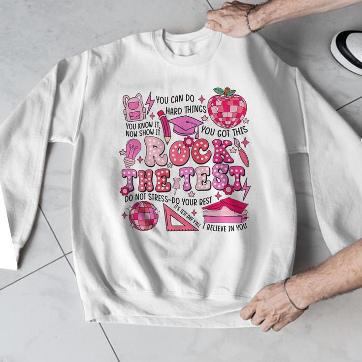 Rock The Test Testing Day Don't Stress Do Your Best Teacher For Men Women Girls Kids Men Graphic Sweatshirt, funny design Rock The Test Testing Day Don't Stress Do Your Best Teacher For Men Women Girls Kids Men Graphic Sweatshirt, funny design