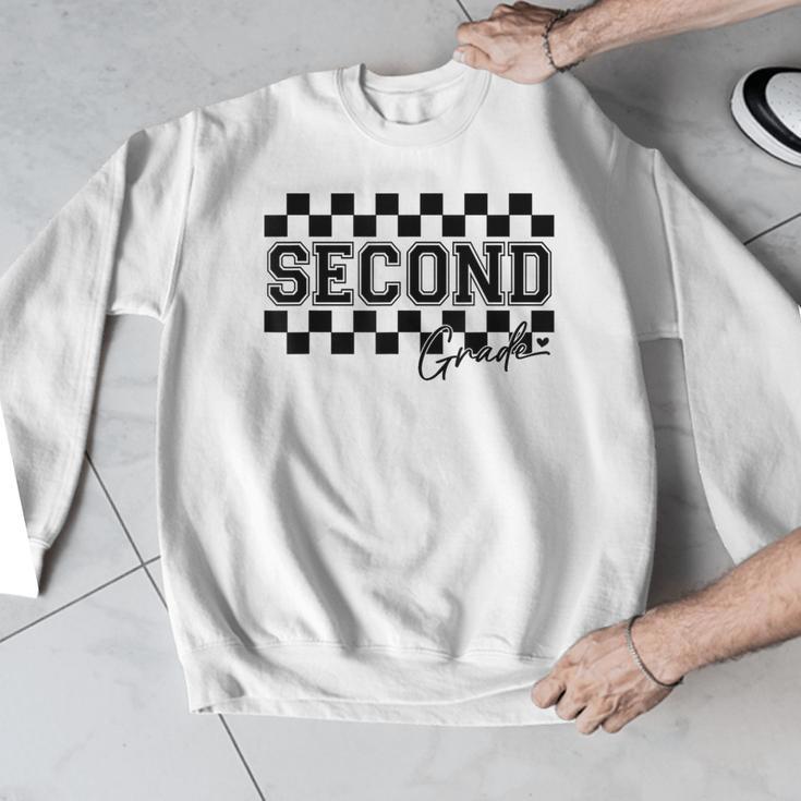 Second Grade Checkered Teacher 1st Day Back To School Women Men Graphic Sweatshirt, funny design Second Grade Checkered Teacher 1st Day Back To School Women Men Graphic Sweatshirt, funny design
