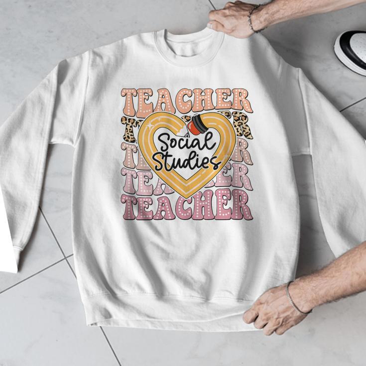 Social Studies Teacher Pencil Heart Leopard Back To School Men Graphic Sweatshirt, funny design Social Studies Teacher Pencil Heart Leopard Back To School Men Graphic Sweatshirt, funny design