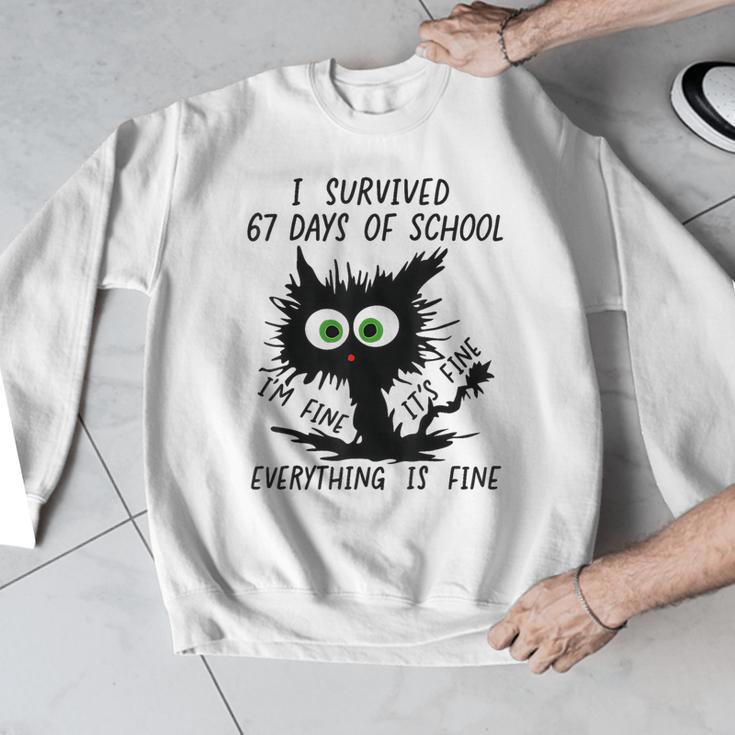 I Survived 67 Days Of School Teachers Students Humor Men Graphic Sweatshirt, funny design