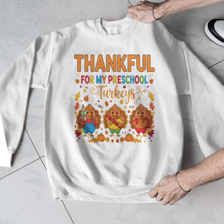 Teach Thanksgiving Teacher Thankful For My Preschool Turkeys Men Graphic Sweatshirt, funny design