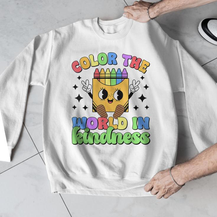 Teacher Back To School Color In Kindness Crayon Pencil Men Graphic Sweatshirt, funny design