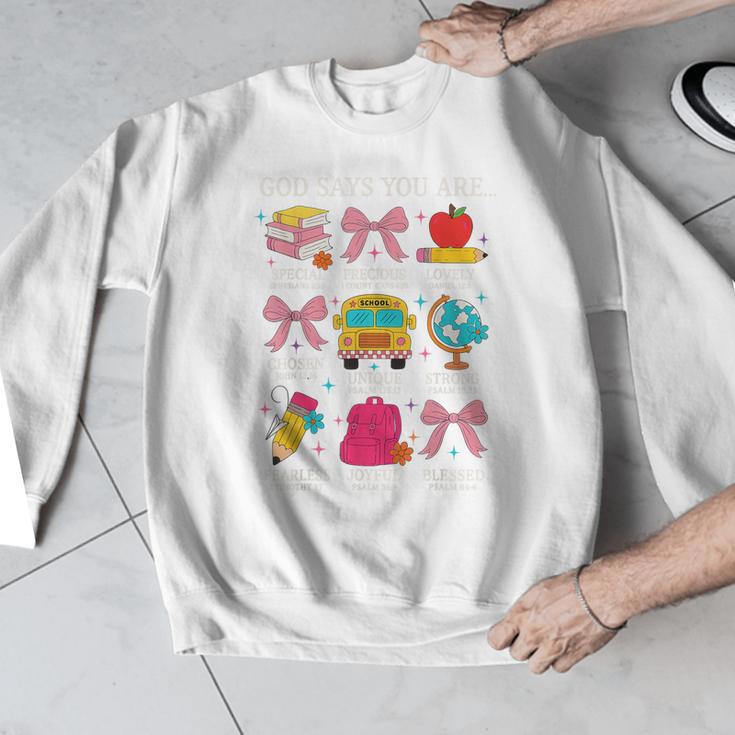 Teacher Christian God Says I Am Faith Religious Bible Verse Men Graphic Sweatshirt, funny design