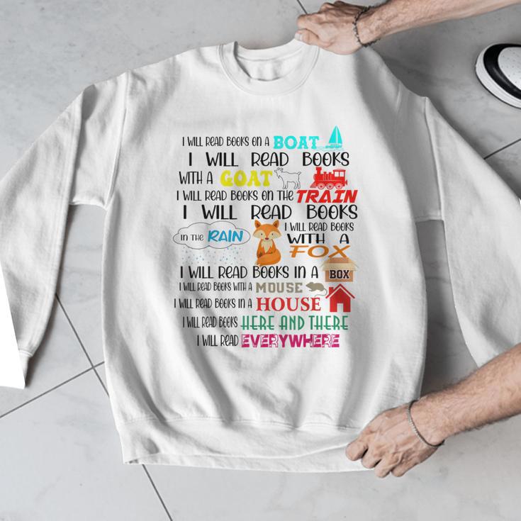 Teacher I Will Read Book On Boat Kids Women Bookworm Men Graphic Sweatshirt, funny design Teacher I Will Read Book On Boat Kids Women Bookworm Men Graphic Sweatshirt, funny design
