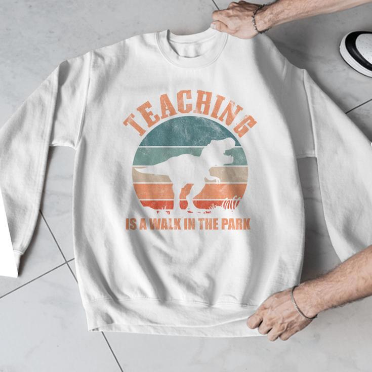 Teaching Is A Walk In The Park Teacher T-Rex Retro Men Graphic Sweatshirt, funny design