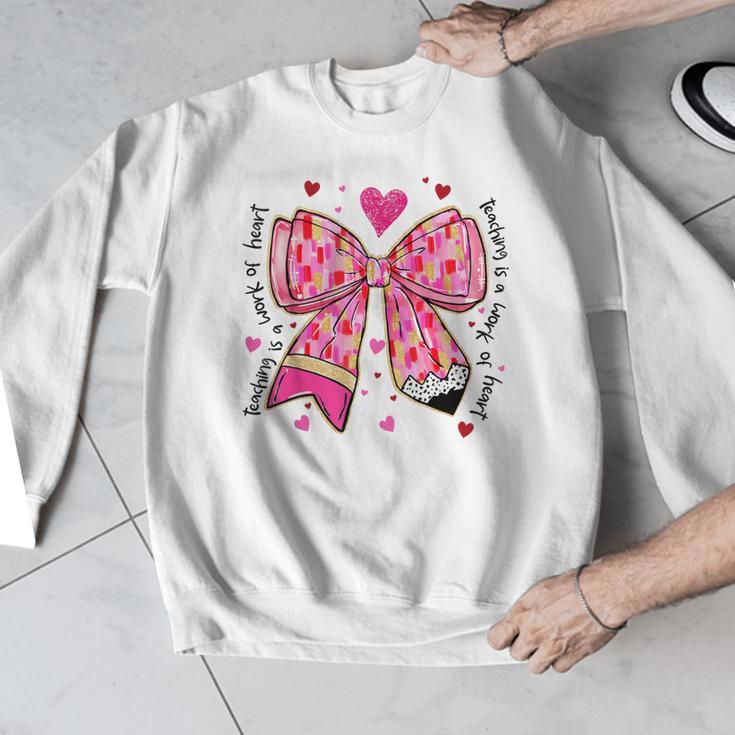 Teaching Is A Work Of Heart Pencil Bow Teacher Valentine Men Graphic Sweatshirt, funny design Teaching Is A Work Of Heart Pencil Bow Teacher Valentine Men Graphic Sweatshirt, funny design