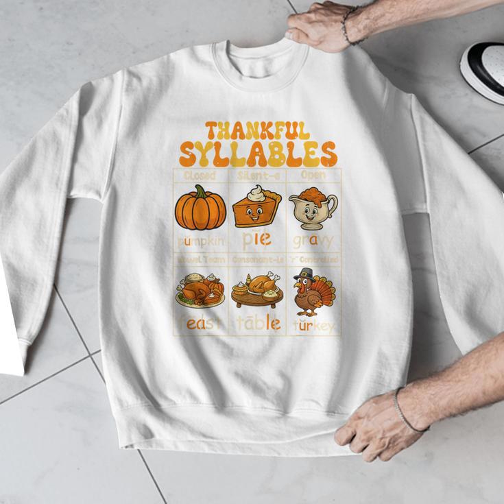 Thankful Syllables Teacher Thanksgiving Educational Kids Men Graphic Sweatshirt, funny design