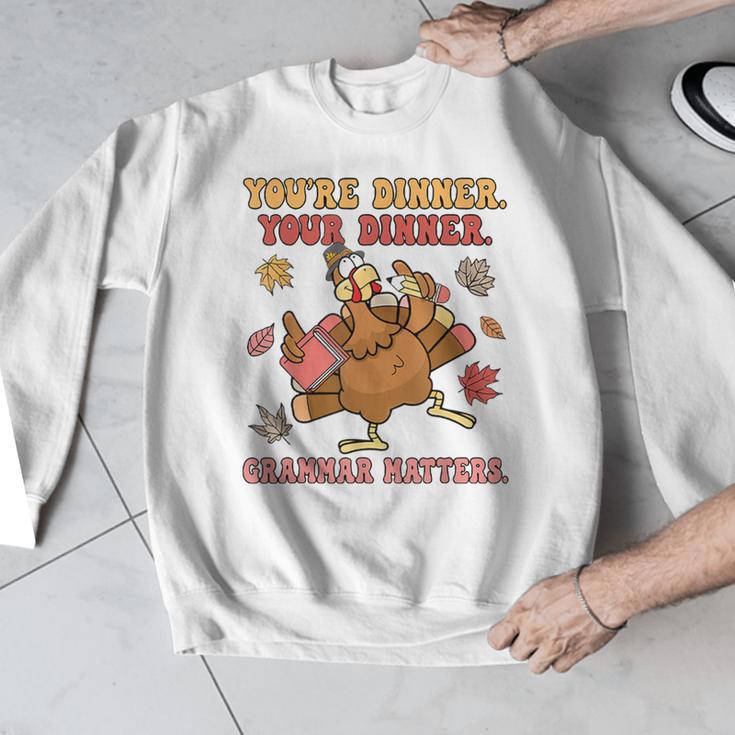 Thanksgiving Grammar Thankful English Teacher Fall Turkey Men Graphic Sweatshirt, English Teacher Gifts, funny design