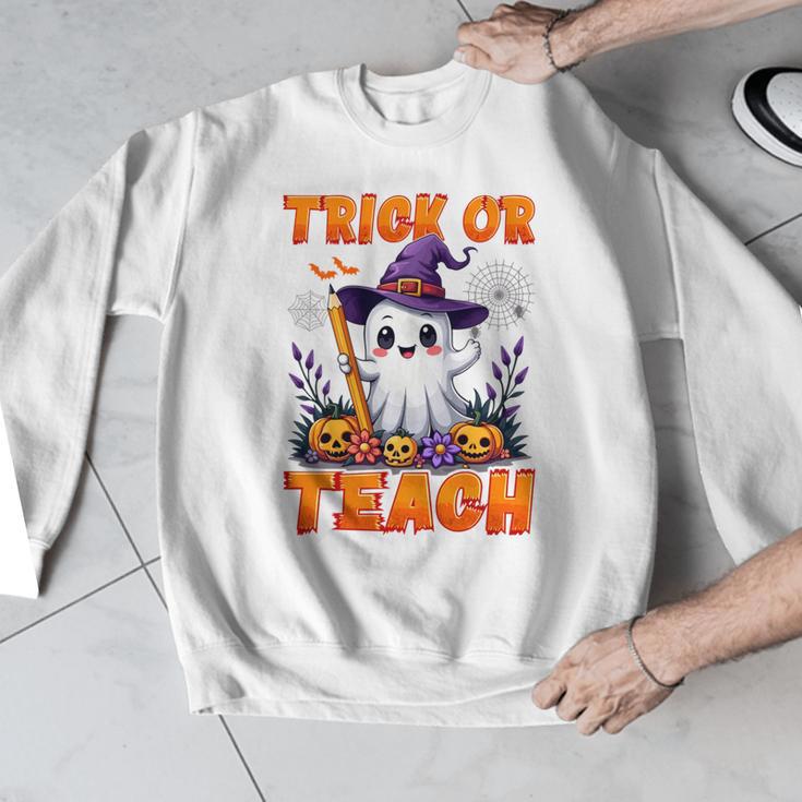 Trick Or Teach Teacher Halloween Ghost Pencil Floral Men Graphic Sweatshirt, funny design
