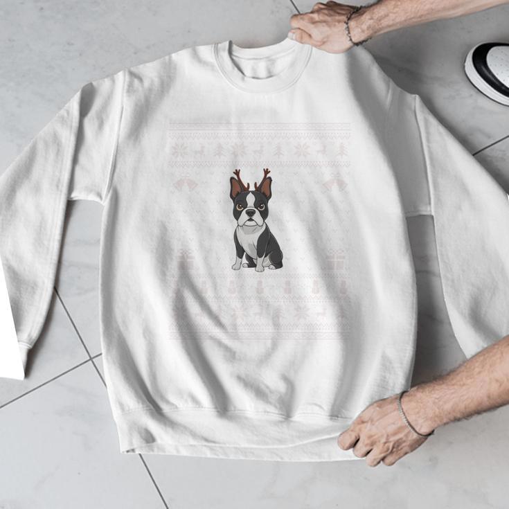 Ugly Xmas Sweater Style Boston Terrier Reindeer Christmas Men Graphic Sweatshirt, Boston Terrier Christmas Gifts, funny design