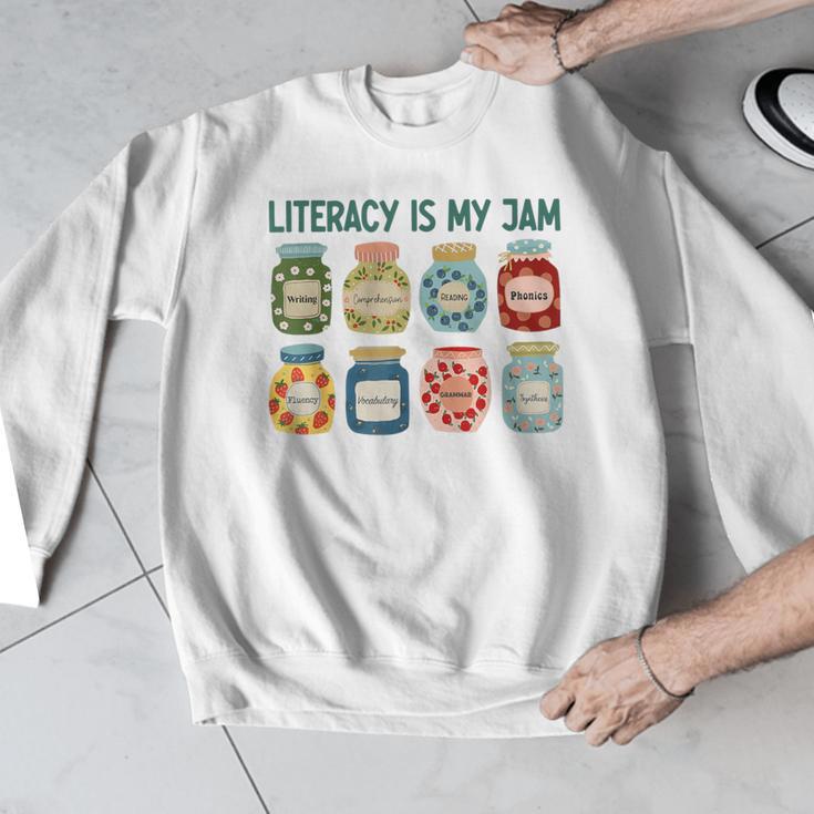 Women Literacy Is My Jam Literacy Teacher Reading Teacher Men Graphic Sweatshirt, funny design