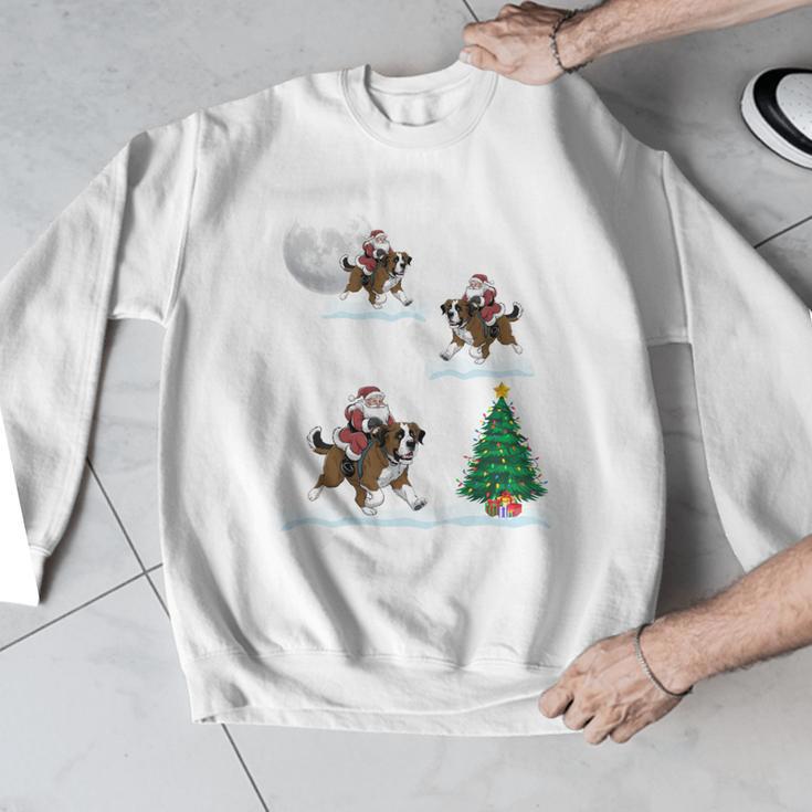 Xmas Lighting Tree Santa Riding Boston Terrier Christmas Men Graphic Sweatshirt, Boston Terrier Christmas Gifts, Boston Terrier Riding Gifts, funny design