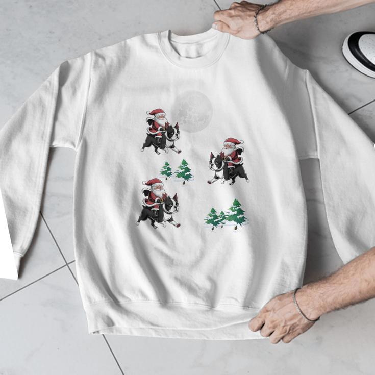 Xmas Tree Santa Riding Boston Terrier Christmas Men Graphic Sweatshirt, Boston Terrier Christmas Gifts, Boston Terrier Riding Gifts, funny design