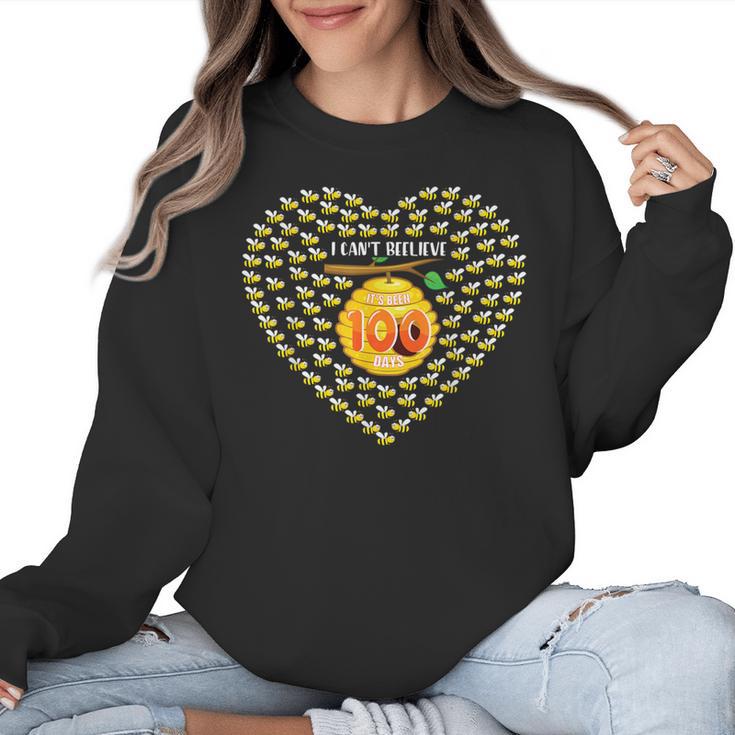 100 Days Of School Bee Hive Tree Hearts Teachers Student Kid Women Crewneck Sweatshirt