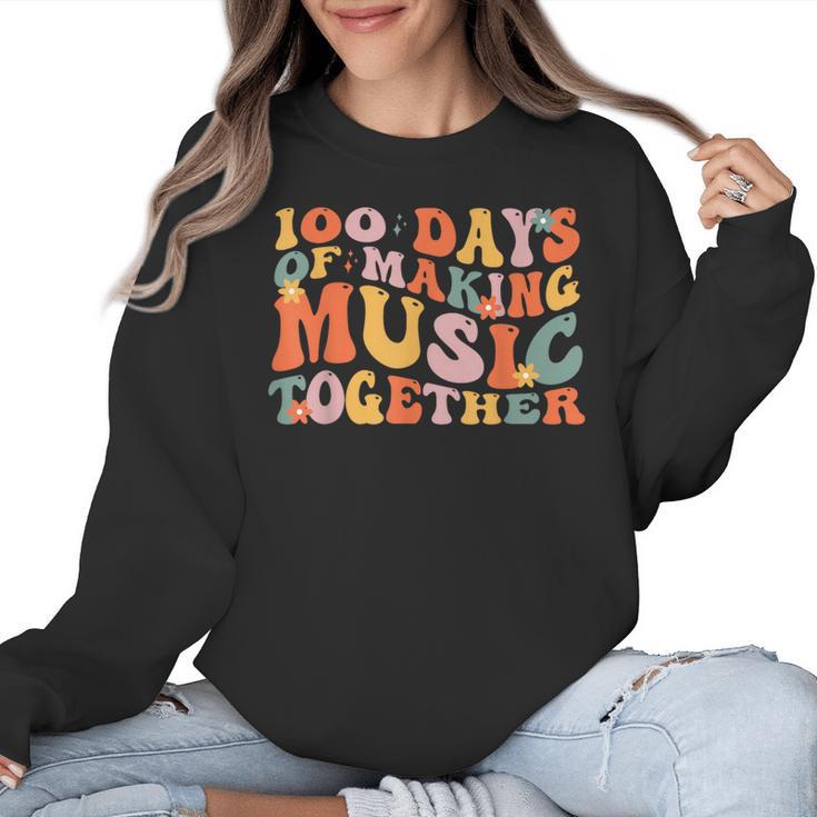 100 Days Of School Music Teacher Women Crewneck Sweatshirt