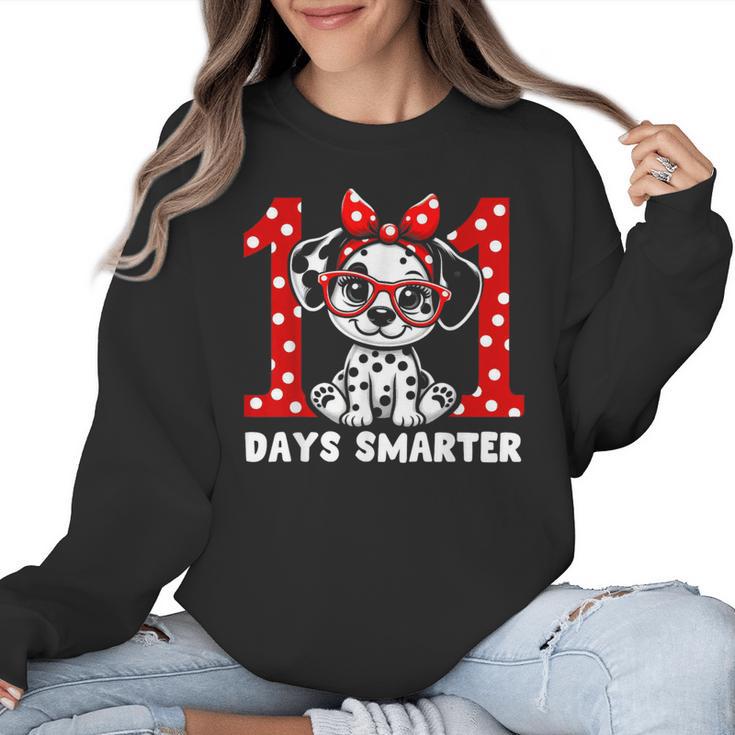 100 Days Smarter 101st Day School Dalmatian Dog Teacher Kids Women Crewneck Sweatshirt