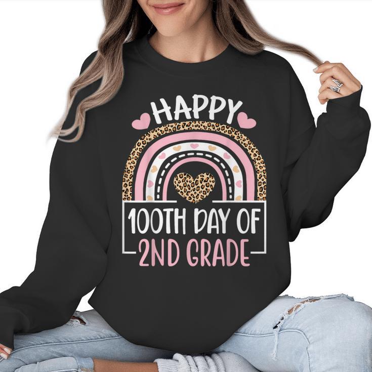 100th Day Of 2nd Grade 100 Days Of School Teacher Women Crewneck Sweatshirt