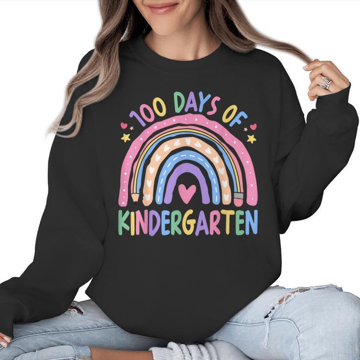 100th Day Of Kindergarten Teacher Kids 100 Days Smarter Women Crewneck Sweatshirt